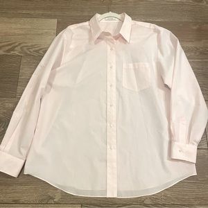 Foxcroft Classic No Iron Lt Pink Long Sleeve One Button Cuff Office Button Up 18
